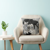 白黒エレガントマルディグラスカーニバルマスク クッション (椅子)