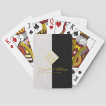 白黒エレガントマーブルモノグラム金ゴールド結婚ズ