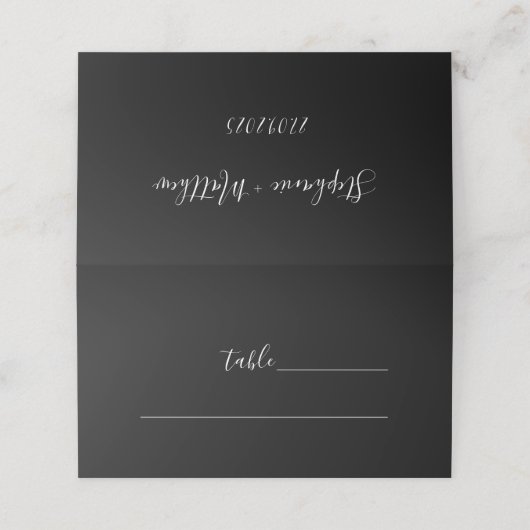 白黒エレガントミニマシンプルリス結婚ト プレイスカード (外部開封)