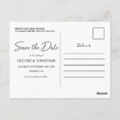 白黒エレガントミニマモダンリス結婚ト ポストカード (裏面)