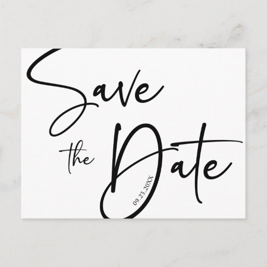 白黒エレガントミニマモダンリス結婚ト ポストカード (正面)