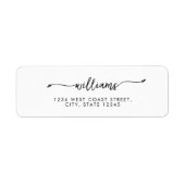 白黒エレガントミニマリストのスクリプト名 ラベル (正面)