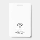 白黒エレガントミニマリストの従業員写真 バッジ (裏面)