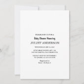 白黒エレガントミニマリスト赤ちゃんシャワー 招待状 (正面)