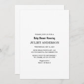 白黒エレガントミニマリスト赤ちゃんシャワー 招待状 (正面/裏面)