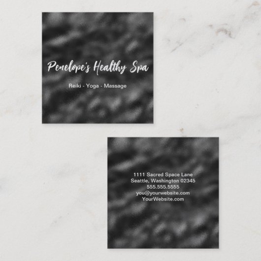 白黒エレガントミニマリスト スクエア名刺 (正面/裏面)