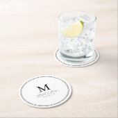 白黒エレガントミニマリスト・モノグラム ラウンドペーパーコースター (インサイチュ)