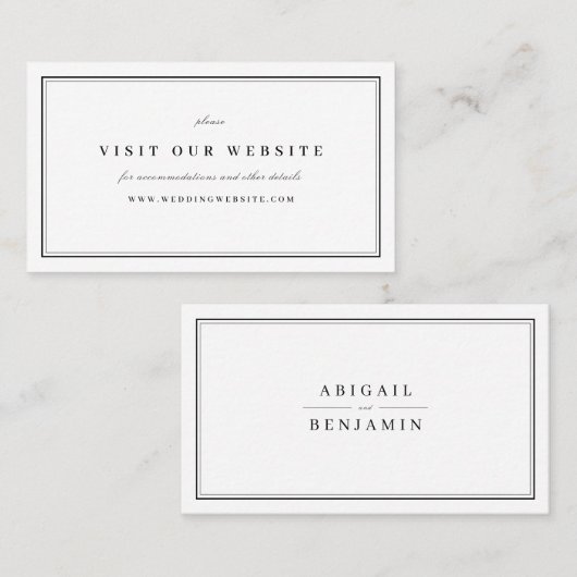 白黒エレガントミニマリストWebサイト挿入 プレイスカード (正面/裏面)