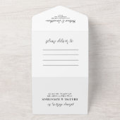 白黒エレガントミニマルなモダン結婚式 オールインワン招待状 (外側)