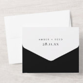 白黒エレガントミニマルの引き結婚裂き オールインワン招待状 (裏面)