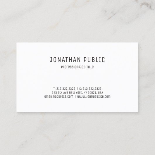 白黒エレガントミニマルテンプレートモダン 名刺 (裏面)