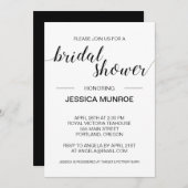 白黒エレガントミニマルブライダルシャワー 招待状 (正面/裏面)