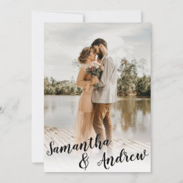 白黒エレガントミニマル写真結婚ズ 招待状