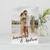 白黒エレガントミニマル写真結婚ズ 招待状 (スタンド正面)