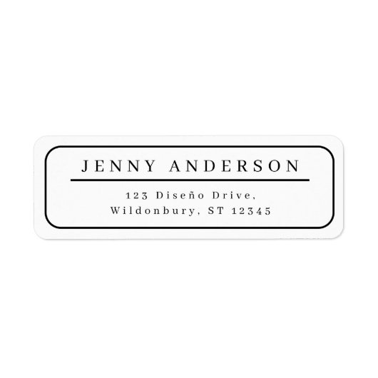 白黒エレガントミニマル差出人住所 ラベル (正面)
