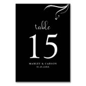 白黒エレガントミニマル結婚リストモダン テーブルナンバー (裏面)