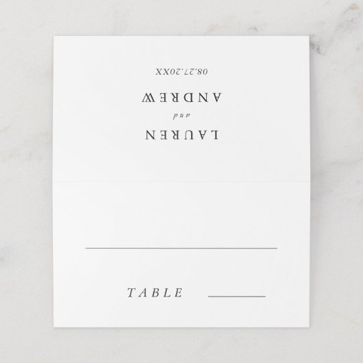 白黒エレガントミニマル結婚リスト プレイスカード (外部開封)