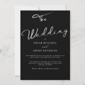 白黒エレガントミニマル結婚リスト 招待状 (正面)