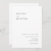 白黒エレガントミニマル結婚リスト 招待状 (正面/裏面)