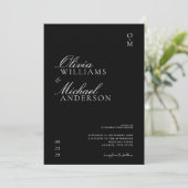 白黒エレガントミニマル結婚リスト 招待状 (スタンド正面)