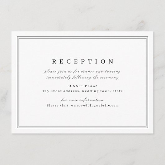白黒エレガントミニマル結婚式の披露宴 エンクロージャーカード (正面)
