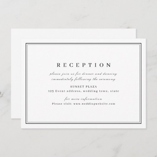 白黒エレガントミニマル結婚式の披露宴 エンクロージャーカード (正面/裏面)