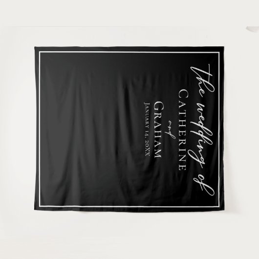 白黒エレガントミニマ結婚リストの背景 タペストリー (正面(横))