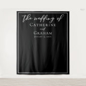 白黒エレガントミニマ結婚リストの背景 タペストリー (正面)