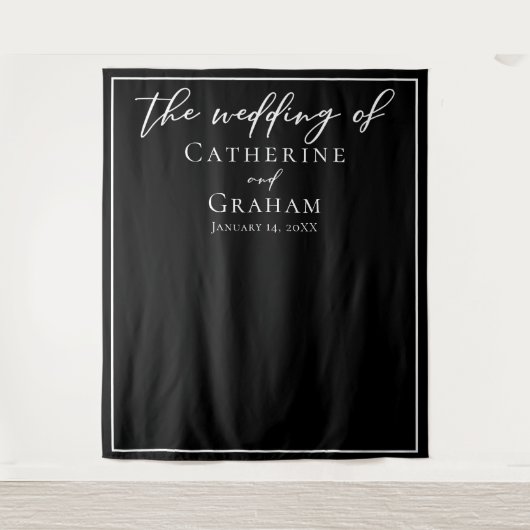 白黒エレガントミニマ結婚リストの背景 タペストリー (正面)