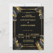 白黒エレガントムスリム結婚式招待状 招待状 (正面)