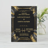 白黒エレガントムスリム結婚式招待状 招待状 (スタンド正面)