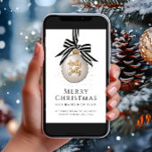 白黒エレガントメリークリスマスバウブル シーズンカード