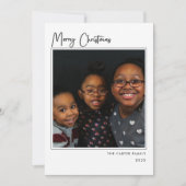 白黒エレガントメリークリスマスフォトカード 招待状 (正面)