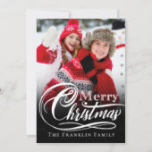 白黒エレガントメリークリスマスフォト シーズンカード (正面)