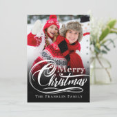 白黒エレガントメリークリスマスフォト シーズンカード (スタンド正面)