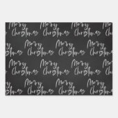 白黒エレガントメリークリスマス引用文ギフト ラッピングペーパーシート (正面)