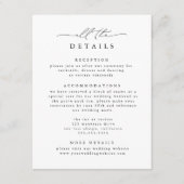 白黒エレガントモダンな結婚式詳細 エンクロージャーカード (正面)