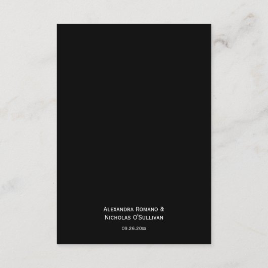 白黒エレガントモダンな結婚式詳細 エンクロージャーカード (裏面)