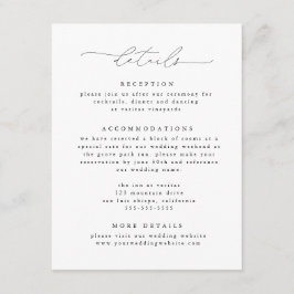 白黒エレガントモダンな結婚式詳細 エンクロージャーカード