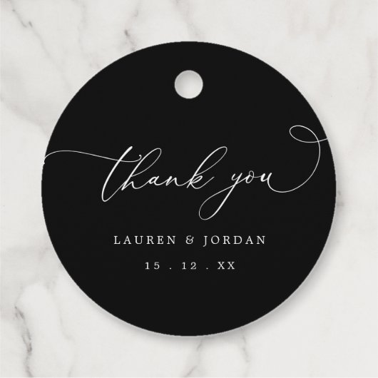 白黒エレガントモダンな結婚式 フェイバータグ (裏面)
