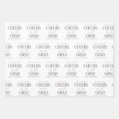 白黒エレガントモダンカスタム卒業 ラッピングペーパーシート (正面2)