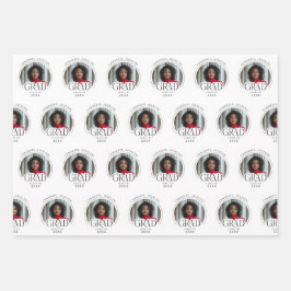 白黒エレガントモダンカスタム卒業 ラッピングペーパーシート