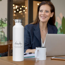 白黒エレガントモノグラシンプルム名 ウォーターボトル