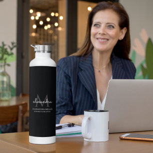 白黒エレガントモノグラシンプルム名 ウォーターボトル