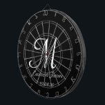 白黒エレガントモノグラムイニシャル名カスタム ダーツボード<br><div class="desc">白黒エレガントモノグラムイニシャル名カスタムダーツボード</div>