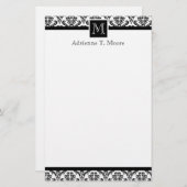 白黒エレガントモノグラムイニシャル文房具 便箋 (正面/裏面)