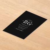 白黒エレガントモノグラムイニシャル結婚ズ アクリル招待状 (レイダウン)