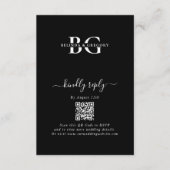 白黒エレガントモノグラムイニシャル結婚ズ エンクロージャーカード (正面)