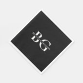 白黒エレガントモノグラムイニシャル結婚ズ スタンダードランチョンナプキン (角)