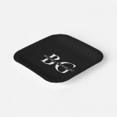 白黒エレガントモノグラムイニシャル結婚ズ ペーパープレート (傾斜あり)